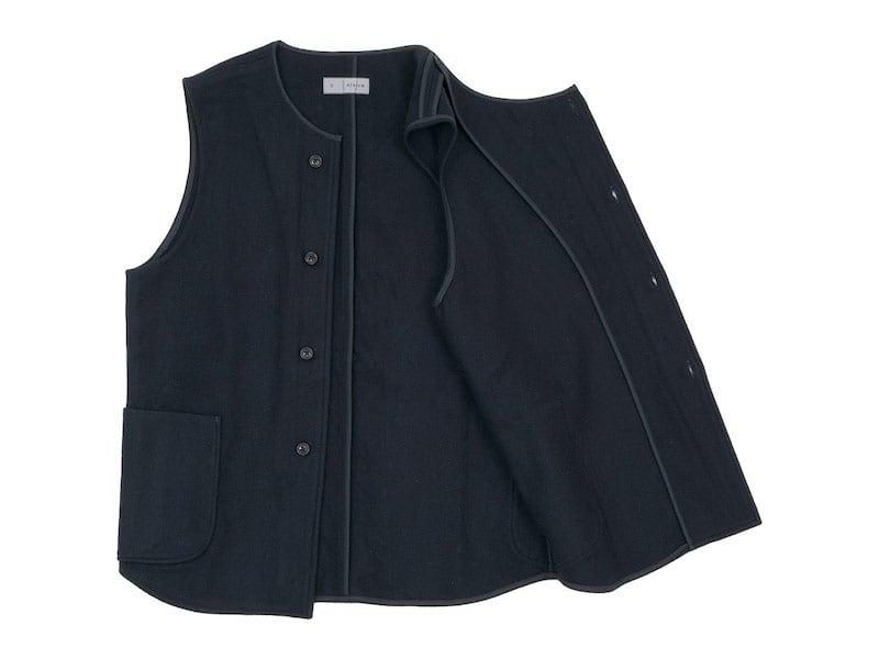 nisica ダブルボタンベスト コットン Black