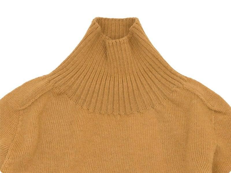 MHL. BRITISH MERINO SADDLE SLEEVE ROLL NECK KNIT 150OCHRE ̥󥺡