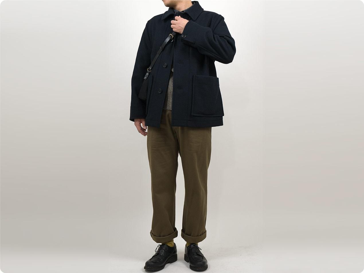 MHL. BASIC WOOL MELTON COAT 121NAVY 〔メンズ〕