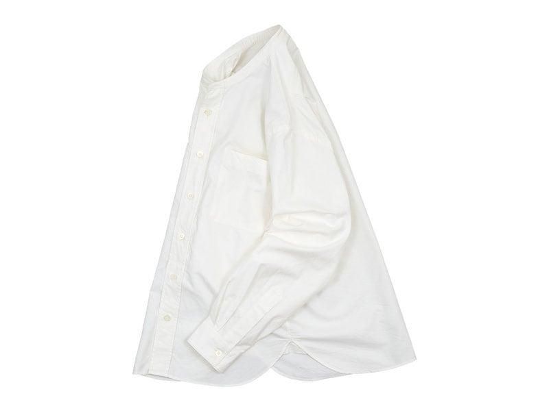 MARGARET HOWELL COTTON OXFORD BUTTON THROUGH COLLARLESS SHIRTS 030WHITE ̥󥺡