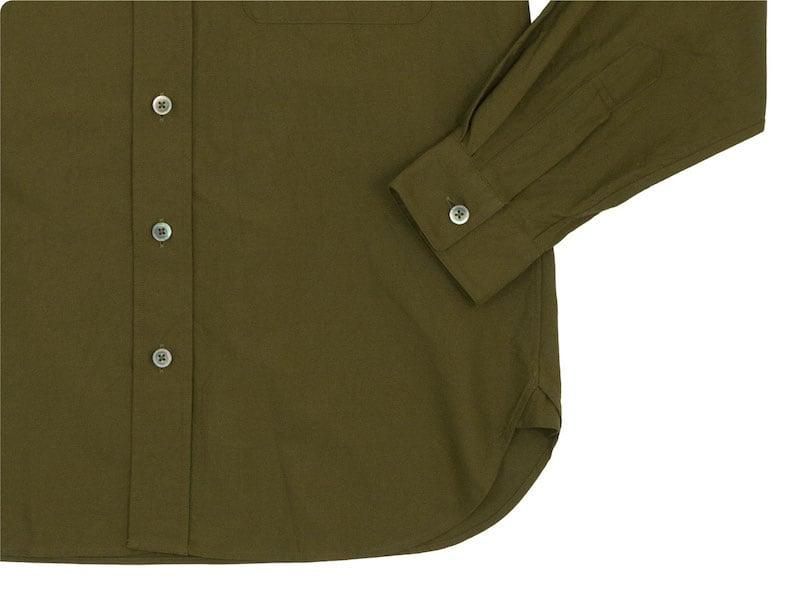 MARGARET HOWELL COTTON OXFORD BUTTON THROUGH COLLARLESS SHIRTS 181OLIVE ̥󥺡