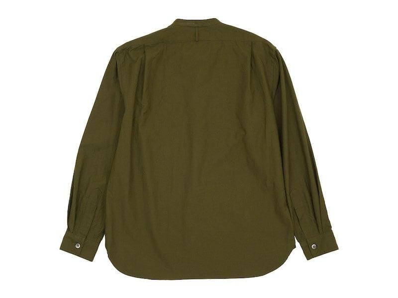 MARGARET HOWELL COTTON OXFORD BUTTON THROUGH COLLARLESS SHIRTS 181OLIVE ̥󥺡