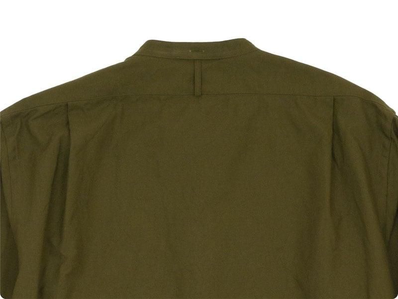 MARGARET HOWELL COTTON OXFORD BUTTON THROUGH COLLARLESS SHIRTS 181OLIVE ̥󥺡