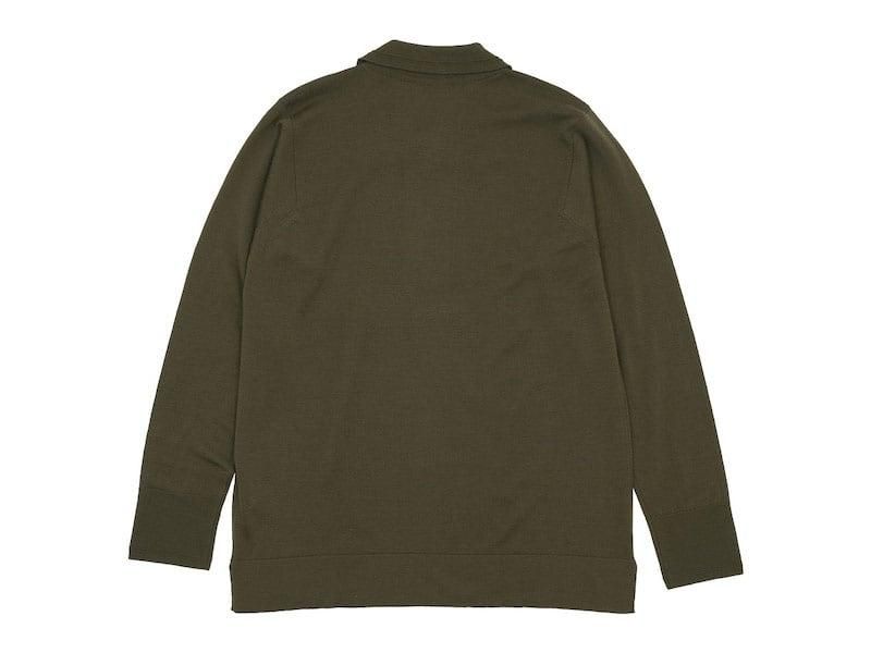 MARGARET HOWELL EXTRAFINE MERINO HENRY NECK KNIT 180OLIVE ̥󥺡