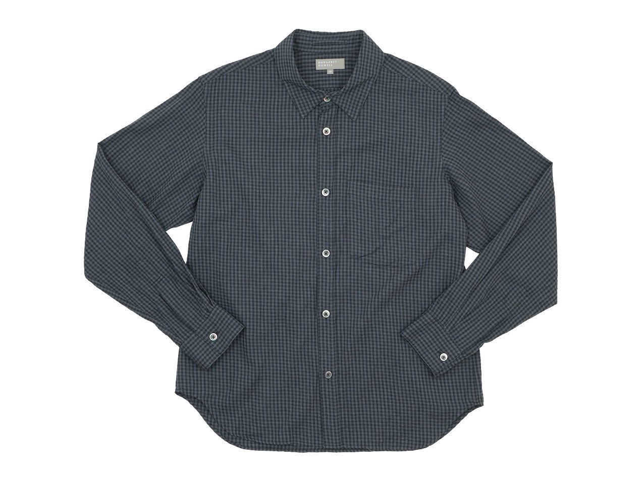 MARGARET HOWELL GINGHAM COTTON CASHMERE MINIMAL SHIRTS CHARCOAL