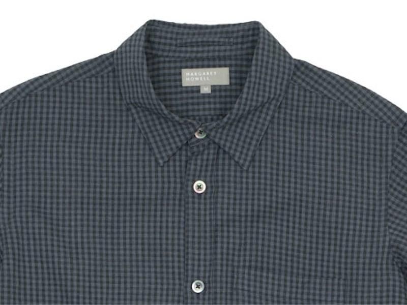 MARGARET HOWELL GINGHAM COTTON CASHMERE MINIMAL SHIRTS 023CHARCOAL ̥󥺡
