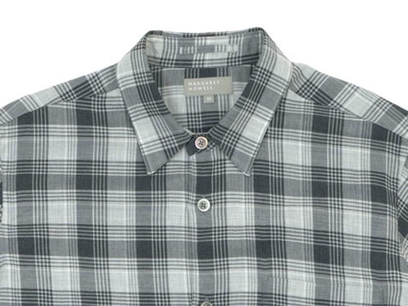 MARGARET HOWELL TARTAN COTTON CASHMERE MINIMAL SHIRTS 022GRAY ̥󥺡
