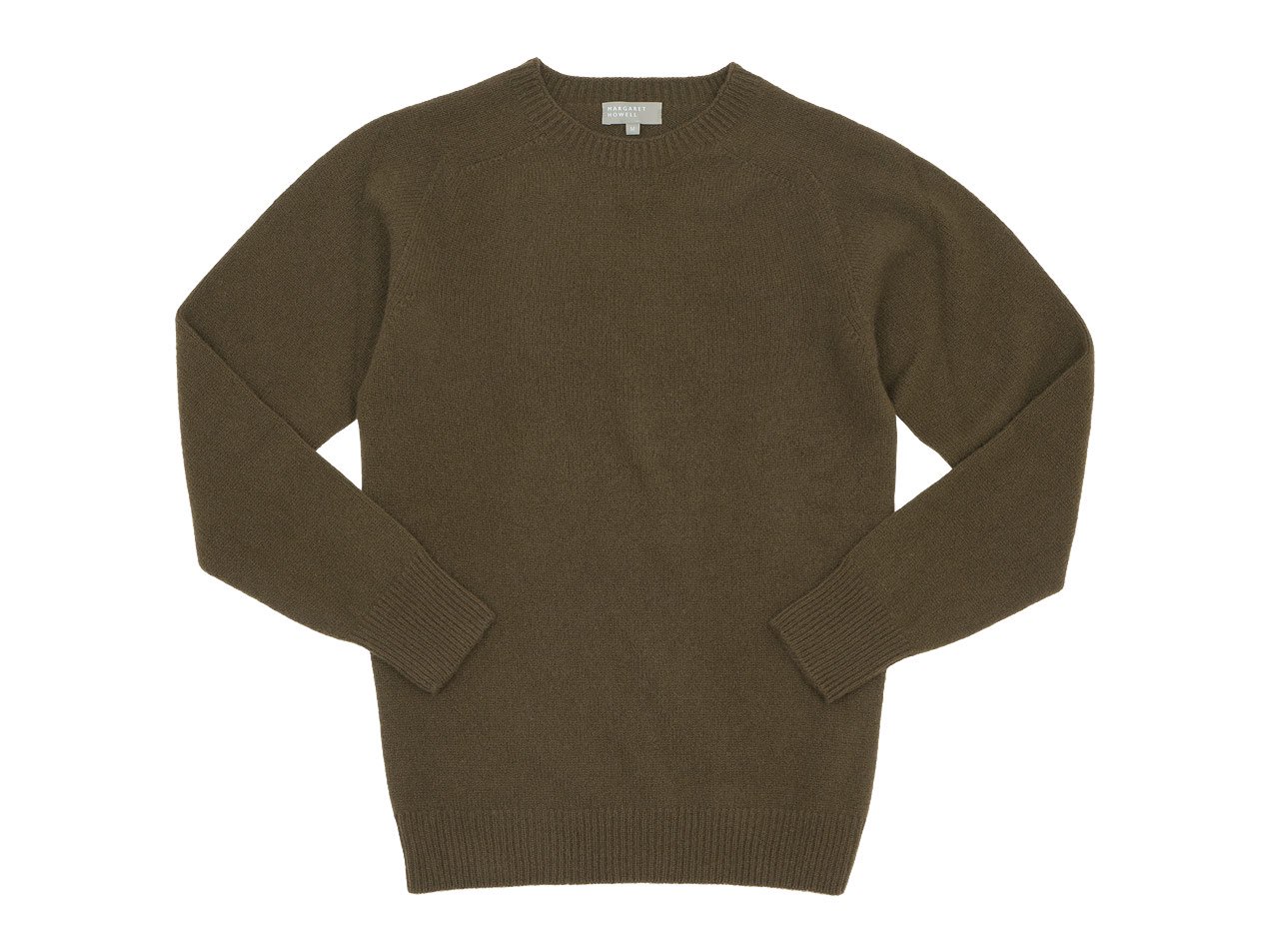MARGARET HOWELL MERINO CASHMERE CREW KNIT 171OLIVE BROWN 〔メンズ〕