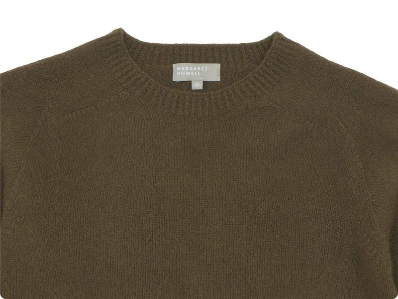 MARGARET HOWELL MERINO CASHMERE CREW KNIT 171OLIVE BROWN ̥󥺡