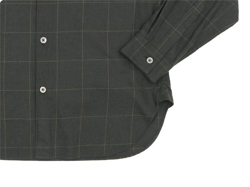MARGARET HOWELL WINDOWPANE COTTON WOOL TWILL BASIC SHIRTS 180OLIVE BROWN ̥󥺡