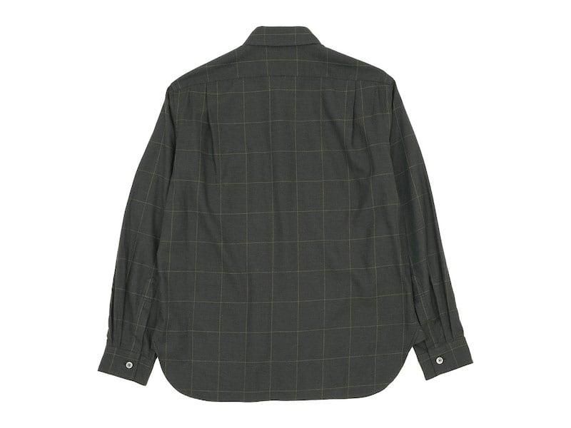 MARGARET HOWELL WINDOWPANE COTTON WOOL TWILL BASIC SHIRTS 180OLIVE BROWN ̥󥺡