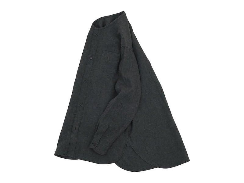 blanc no collar long shirts linen wool SUMIKURO