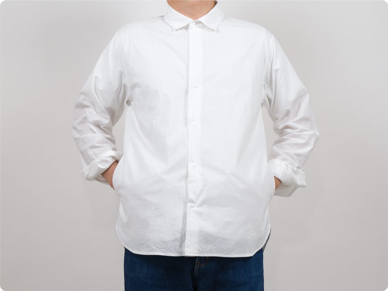 cotton100%colorYAECA コンフォートシャツ リラックス ロング WHITE 〔メンズ〕