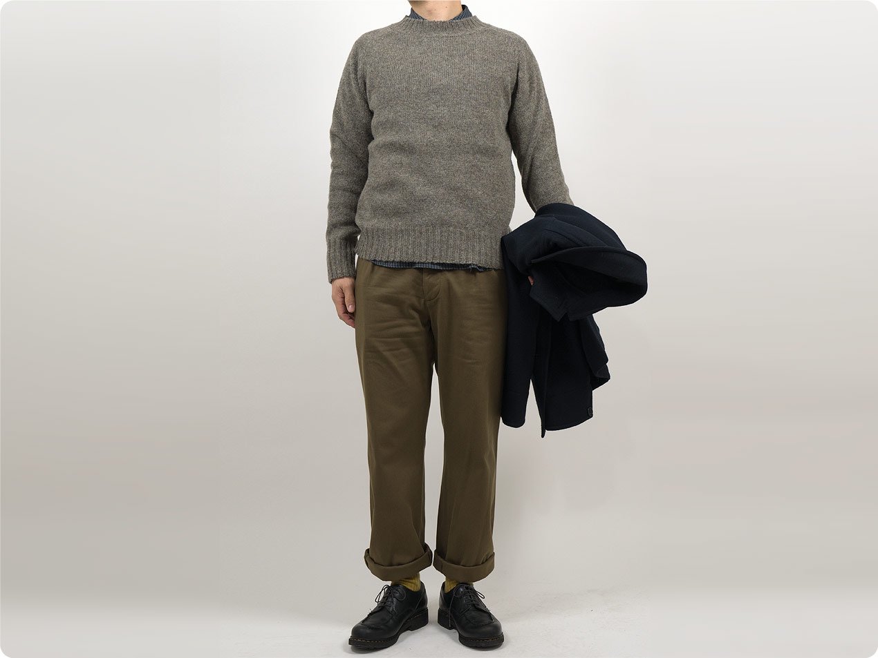 MHL. FINE SHETLAND 5G KNIT 044BEIGE 〔メンズ〕