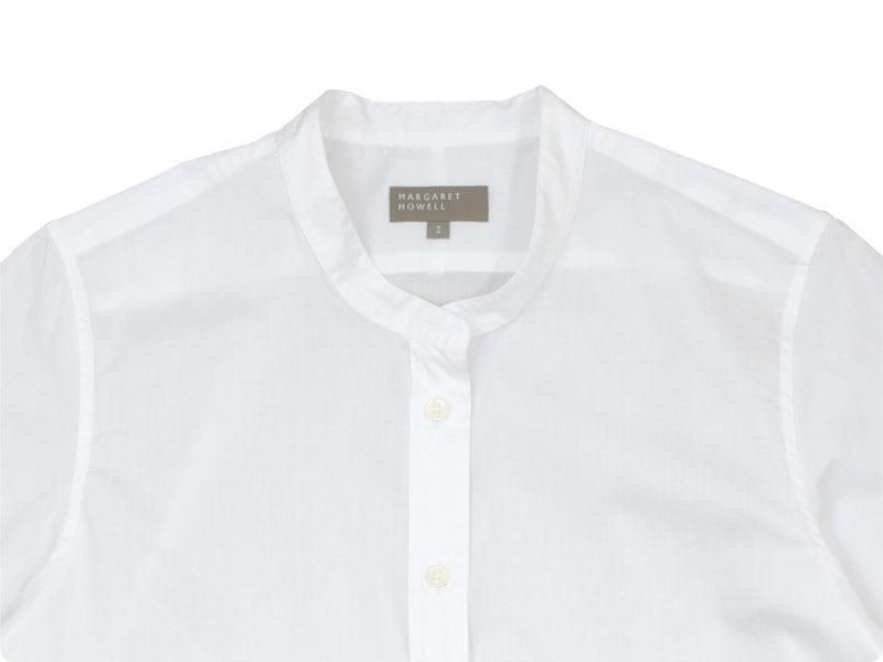 MARGARET HOWELL CHINTZ COTTON PULL ON COLLARLESS SHIRTS 030WHITE ̥ǥ
