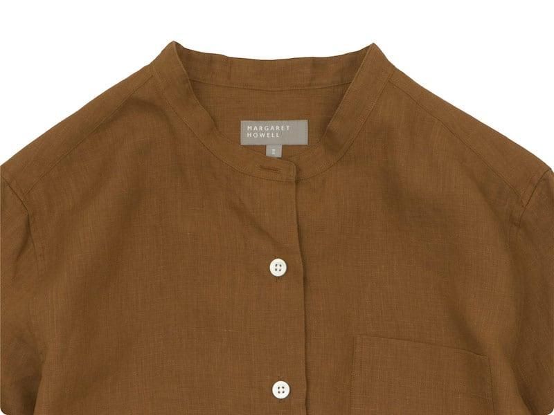 MARGARET HOWELL SHIRTING LINEN NO COLLAR SHIRTS 051BROWN ̥ǥ