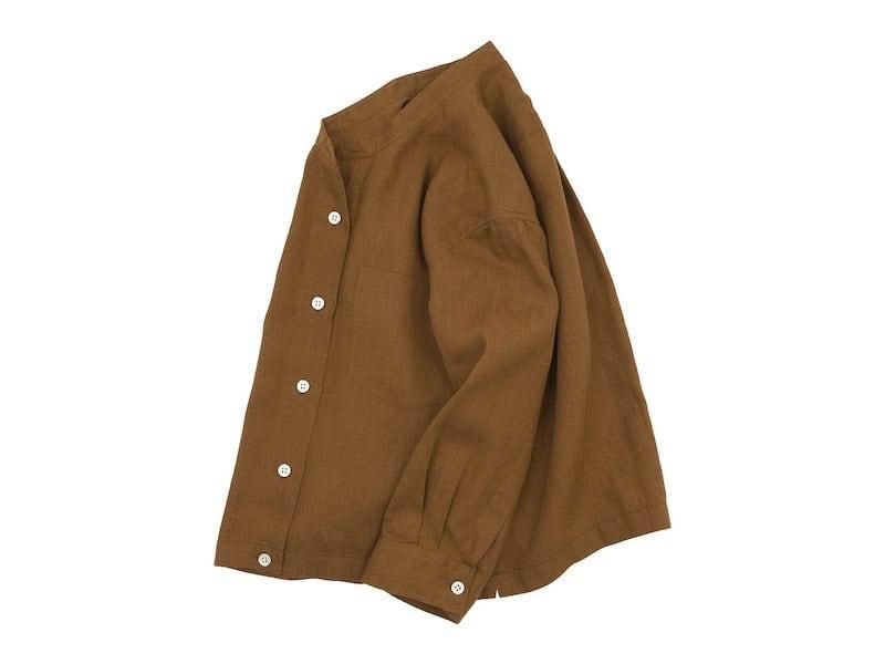 MARGARET HOWELL SHIRTING LINEN NO COLLAR SHIRTS 051BROWN ̥ǥ