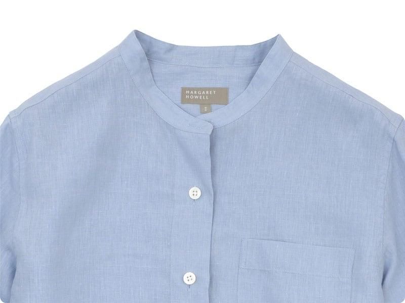 MARGARET HOWELL SHIRTING LINEN NO COLLAR SHIRTS 112BLUE ̥ǥ
