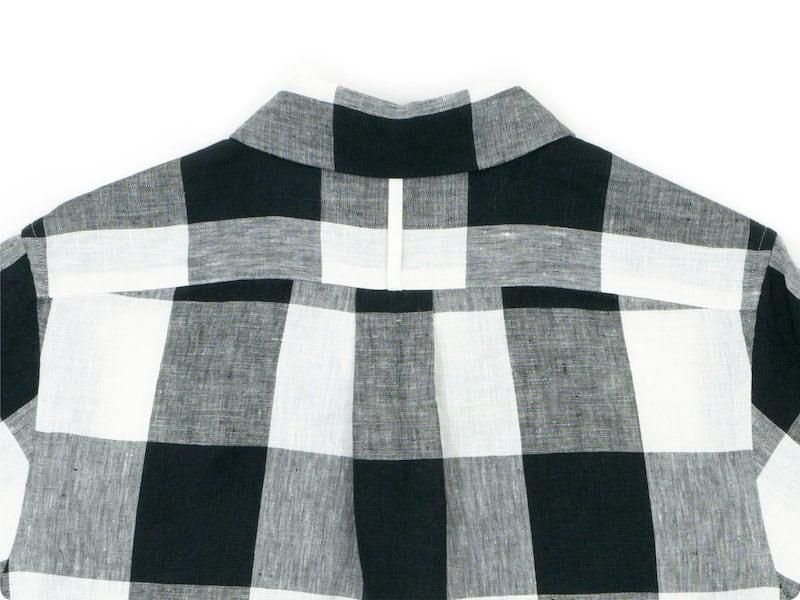 MARGARET HOWELL LARGE CHECK LINEN S/S SHIRTS 011BLACK ̥ǥ