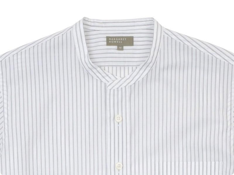 MARGARET HOWELL TEXTURED STRIPE COTTON SHIRTS 034WHITE ̥󥺡