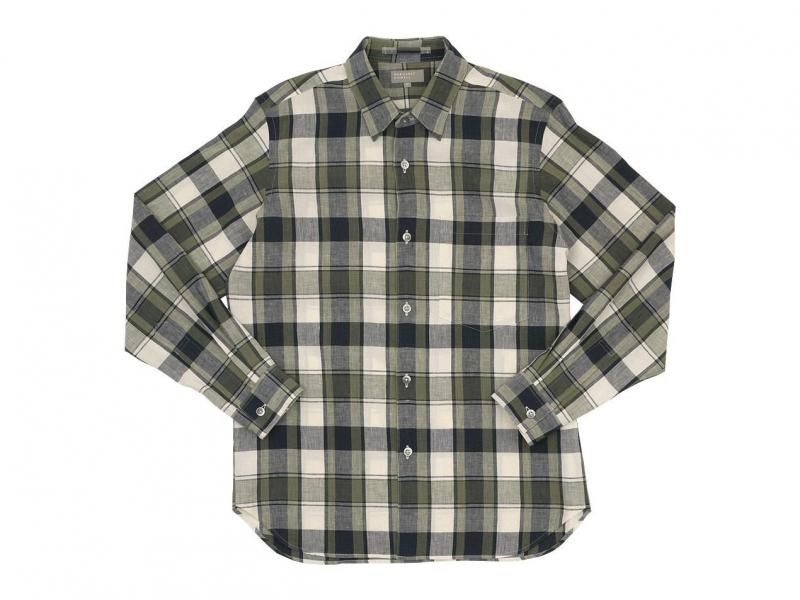 MARGARET HOWELL BOLD CHECK LINEN SHIRTS 041BEIGE ̥󥺡