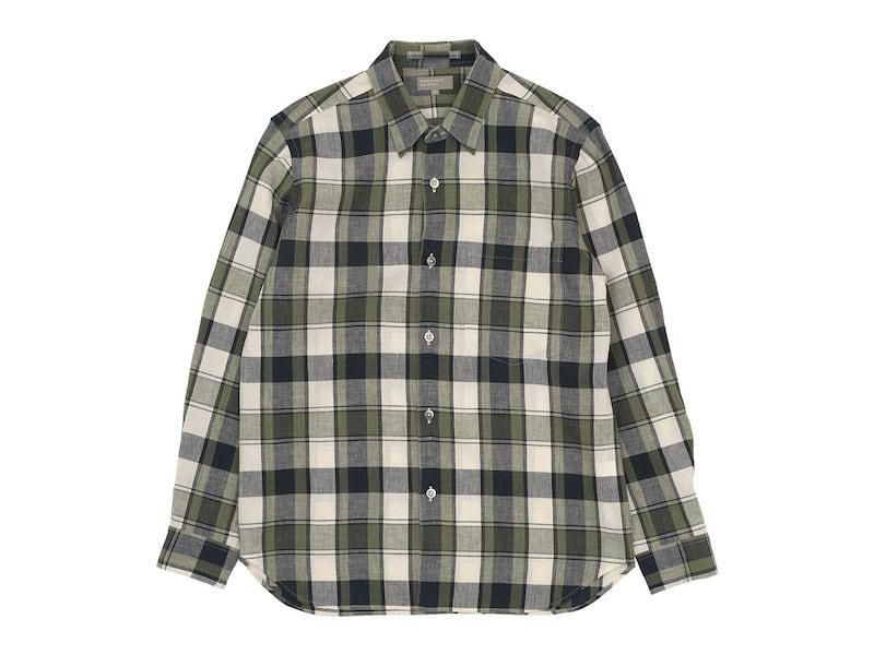 MARGARET HOWELL BOLD CHECK LINEN SHIRTS 041BEIGE ̥󥺡
