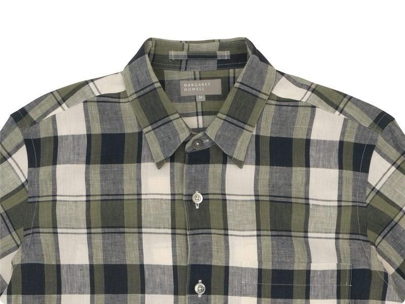 MARGARET HOWELL BOLD CHECK LINEN SHIRTS 041BEIGE ̥󥺡