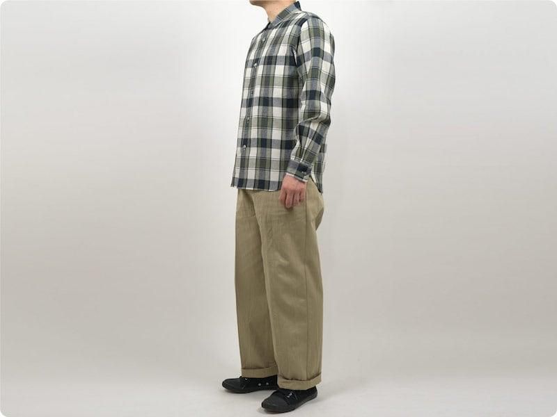 MARGARET HOWELL BOLD CHECK LINEN SHIRTS 041BEIGE ̥󥺡