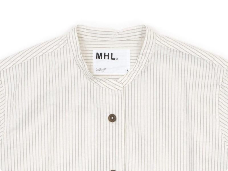 MHL. COMPACT COTTON STRIPE P/O SHIRTS 030WHITE ̥ǥ