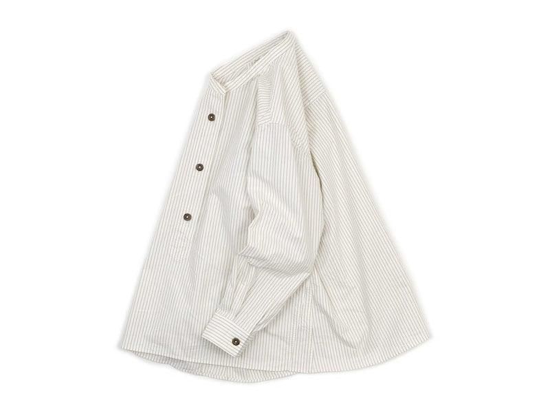 MHL. COMPACT COTTON STRIPE P/O SHIRTS 030WHITE ̥ǥ