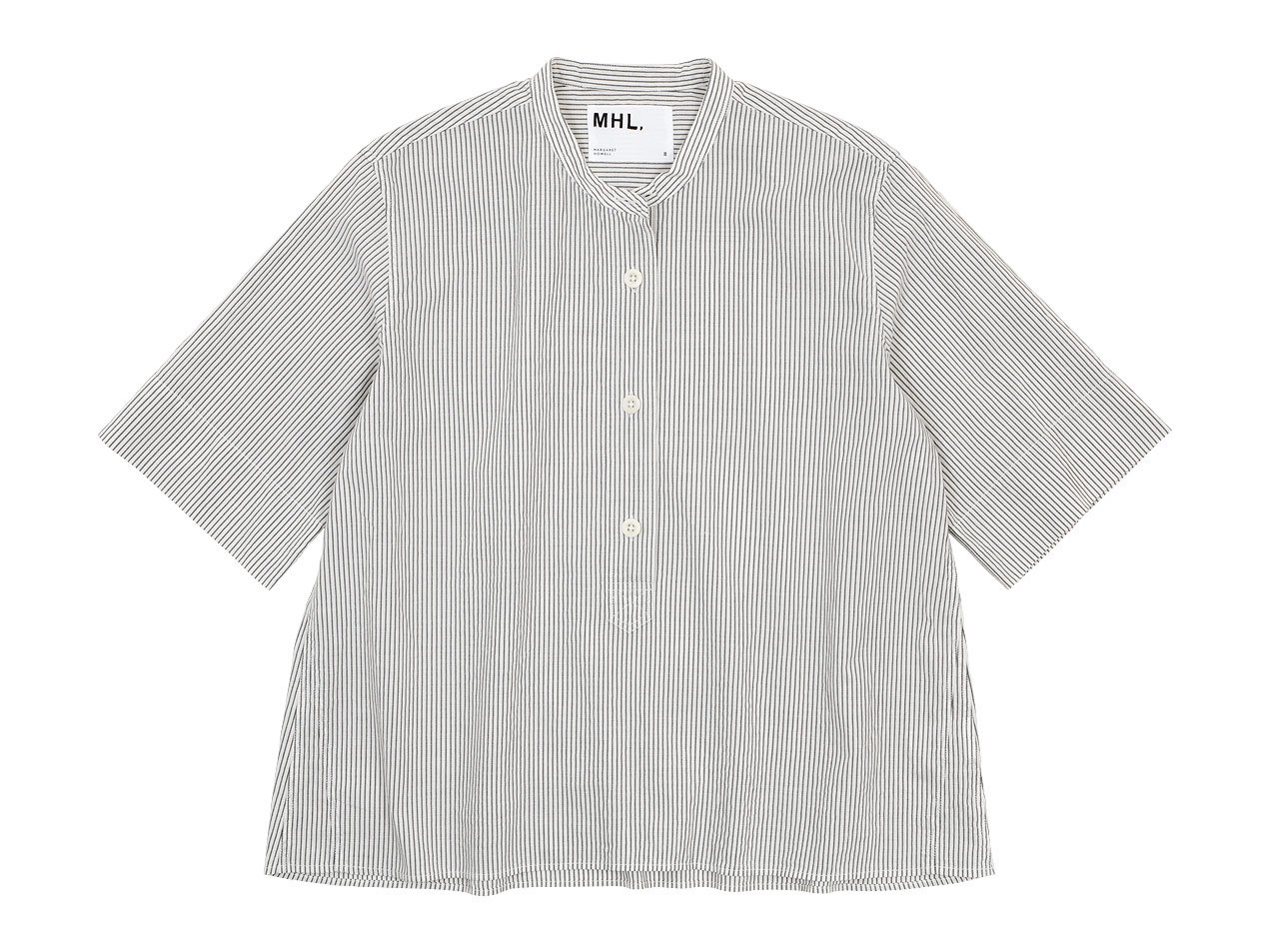 MHL. COTTON LINEN STRIPE S/S SHIRTS 034WHITE 〔レディース〕