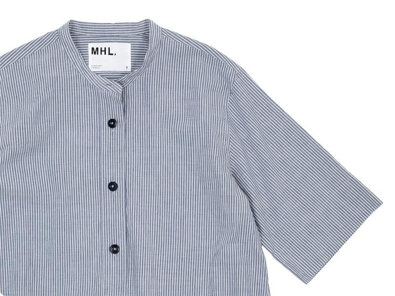 MHL. COTTON LINEN STRIPE S/S SHIRTS 117BLUE ̥ǥ