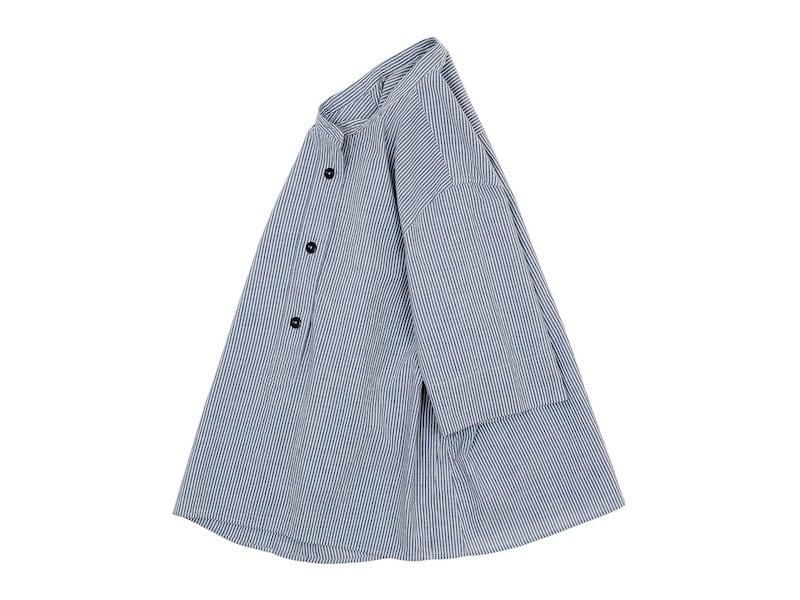 MHL. COTTON LINEN STRIPE S/S SHIRTS 117BLUE ̥ǥ