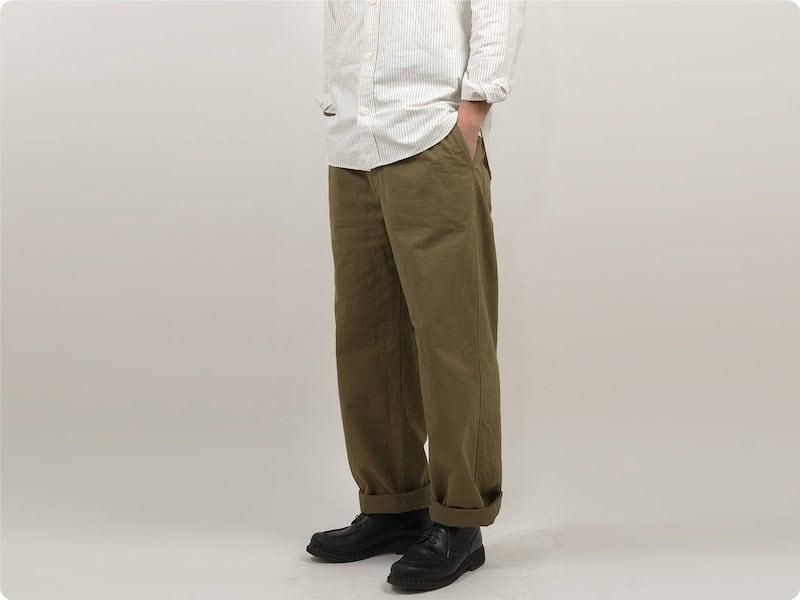 MHL. WORKWEAR COTTON DRILL CINCH FRONT TROOUSER 180KHAKI̥󥺡