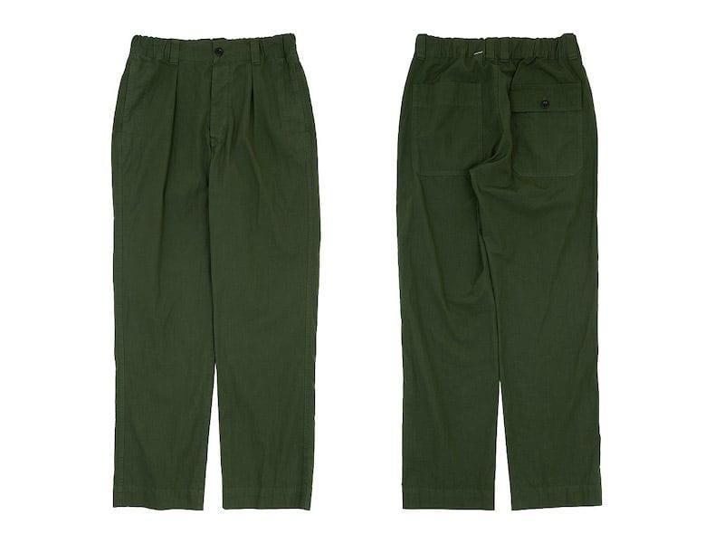MHL. FINE COMPACT COTTON POPLIN TROUSERS 143GREEN̥󥺡