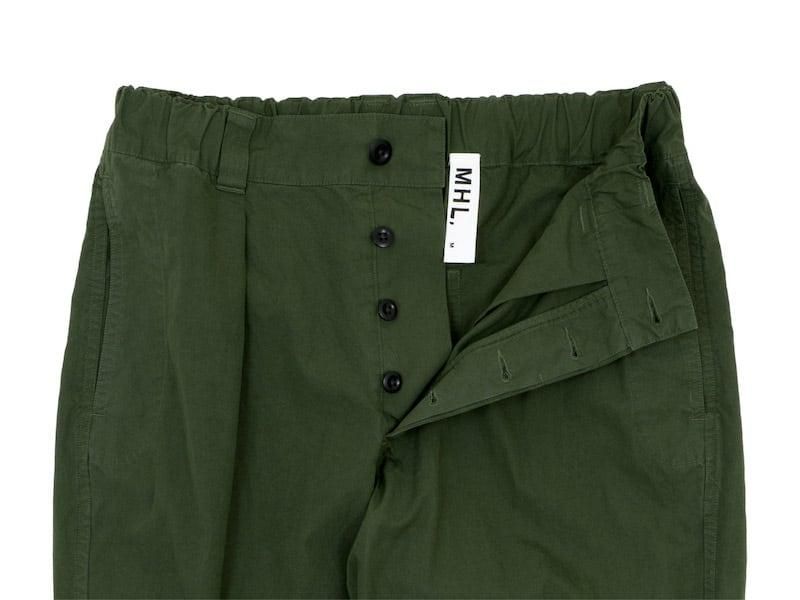 MHL. FINE COMPACT COTTON POPLIN TROUSERS 143GREEN̥󥺡