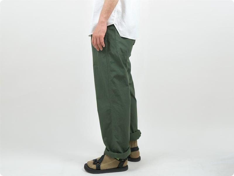 MHL. FINE COMPACT COTTON POPLIN TROUSERS 143GREEN̥󥺡