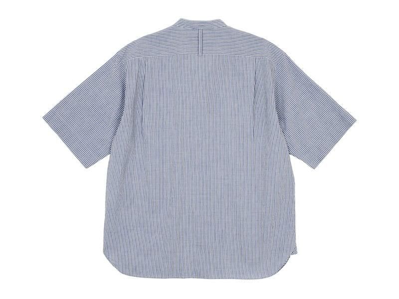 MHL. COTTON LINEN STRIPE S/S SHIRTS 117BLUE ̥󥺡