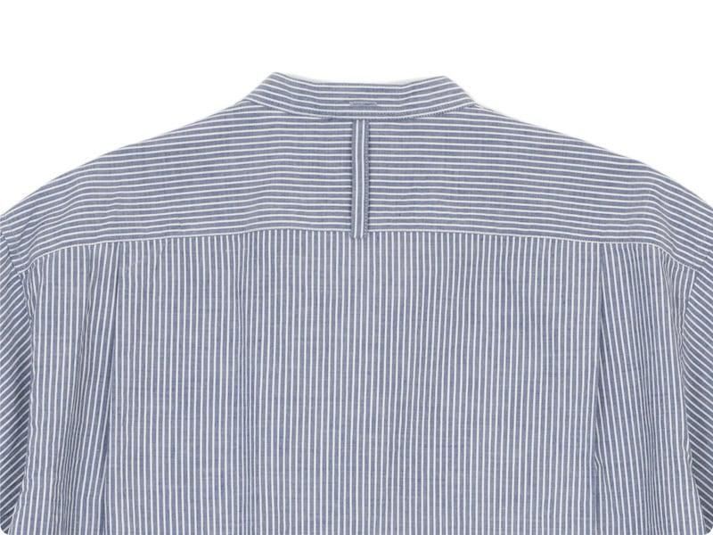 MHL. COTTON LINEN STRIPE S/S SHIRTS 117BLUE ̥󥺡