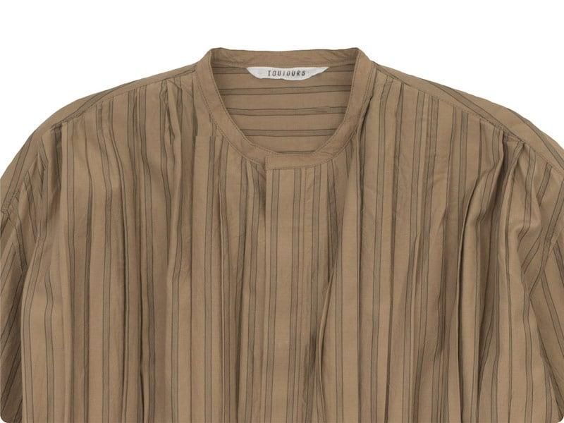 TOUJOURS Pin Tuck String Robe Dress CORK STRIPETM32FD01