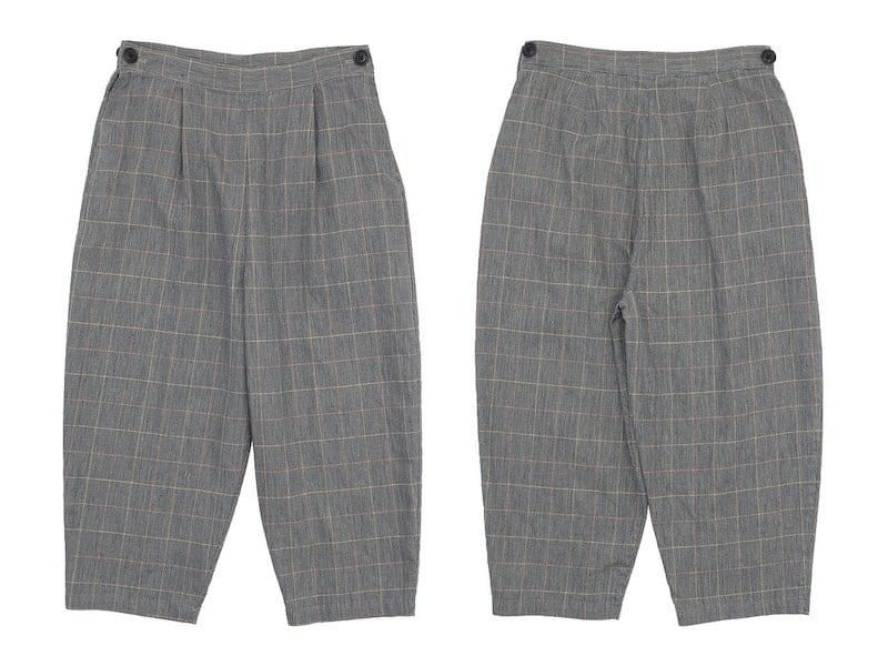 Atelier d'antan Salvadorʥɡ tack pants Cotton Linen NAVY CHECK