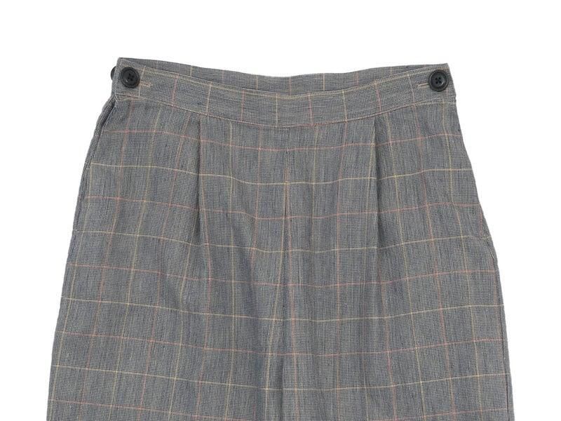 Atelier d'antan Salvadorʥɡ tack pants Cotton Linen NAVY CHECK