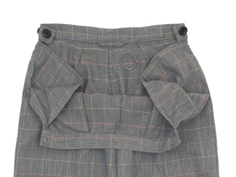 Atelier d'antan Salvadorʥɡ tack pants Cotton Linen NAVY CHECK