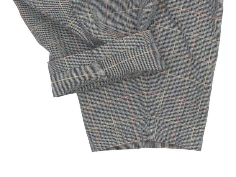 Atelier d'antan Salvadorʥɡ tack pants Cotton Linen NAVY CHECK