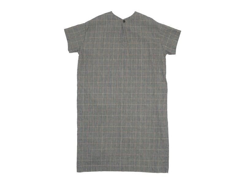 Atelier d'antan Torrʥȡ Short Sleeve Pullover one-piece Cotton Linen NAVY CHECK