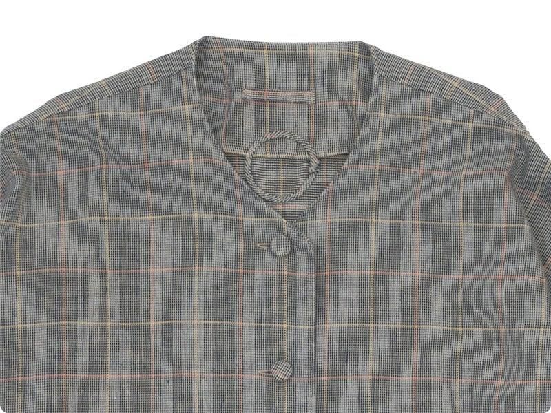 Atelier d'antan Verlaineʥ졼̡ Oversaized Coat Cotton Linen NAVY CHECK