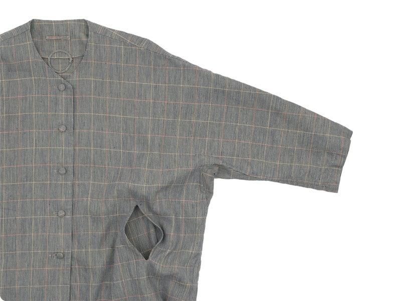 Atelier d'antan Verlaineʥ졼̡ Oversaized Coat Cotton Linen NAVY CHECK