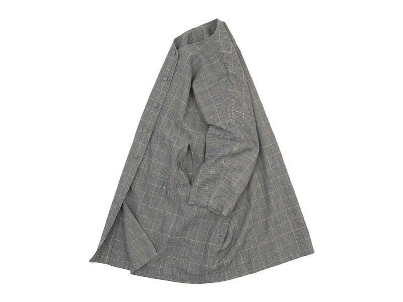 Atelier d'antan Verlaineʥ졼̡ Oversaized Coat Cotton Linen NAVY CHECK