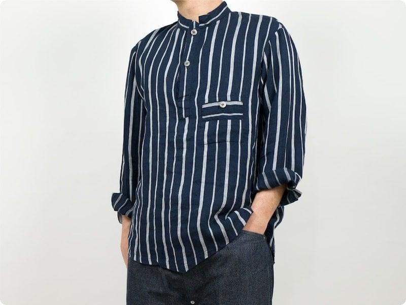 TATAMIZE P/O STAND COLLAR SHIRTS STRIPE