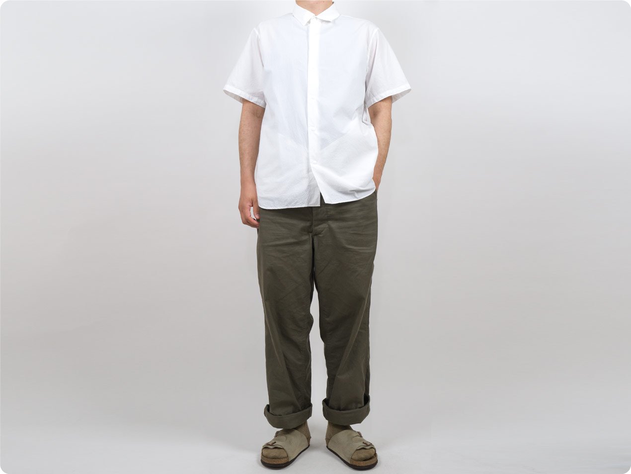 cotton100%colorYAECA コンフォートシャツ リラックス ロング WHITE 〔メンズ〕